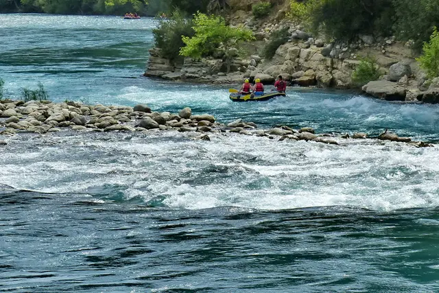 A rafting boat on the Köprüçay between Bozyaka and Beşkonak