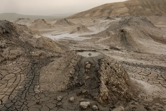 Mud volcanoes near Gobustan