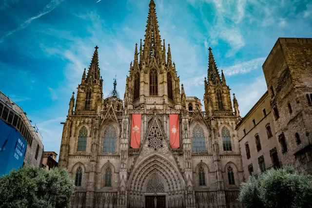The Gothic façade of Barcelona Cathedral