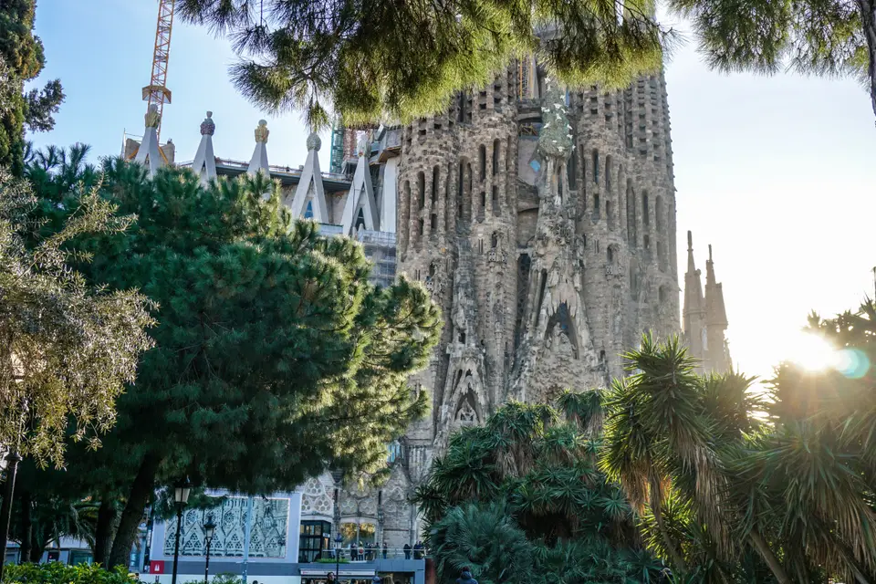 Sagrada Família beyond the trees