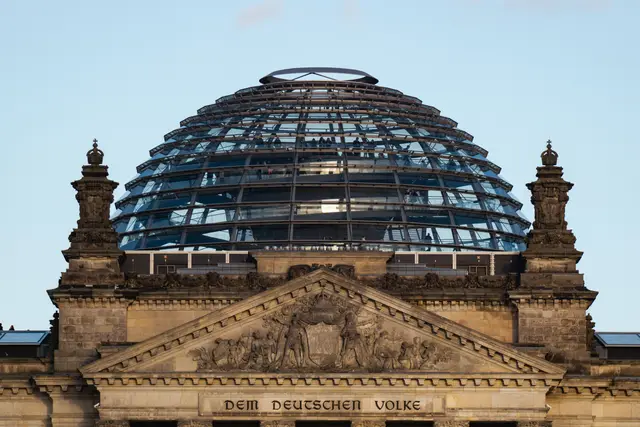 The Reichstag façade and its glass dome