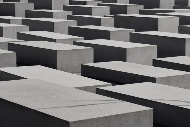 Rows of concrete stelae at the Memorial to the Murdered Jews of Europe