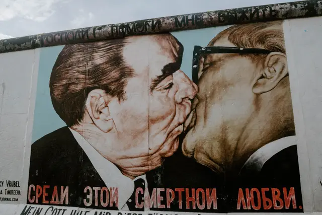 The "fraternal kiss" mural on the Berlin Wall