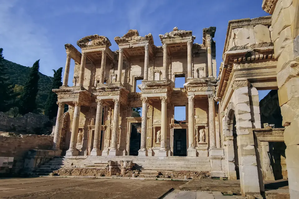 The two-storey façade of the Library of Celsus at Ephesus