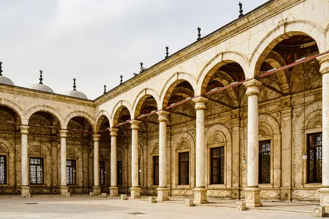 The arches of the alabaster mosque in the Cairo Citadel