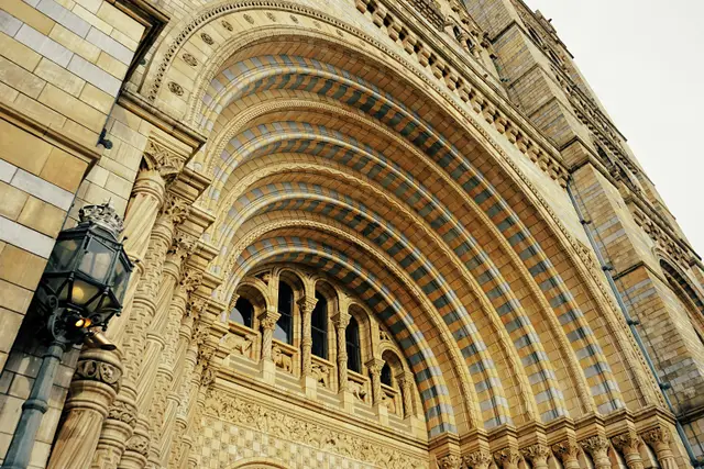 Natural History Museum'un kemerli pencereli cephesi