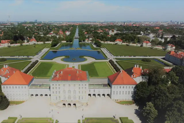 Havadan Nymphenburg Sarayı ve bahçeleri